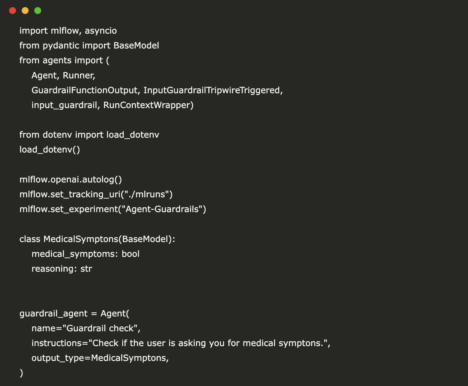Rastreo de respuestas de agente de OpenAI utilizando mlflow